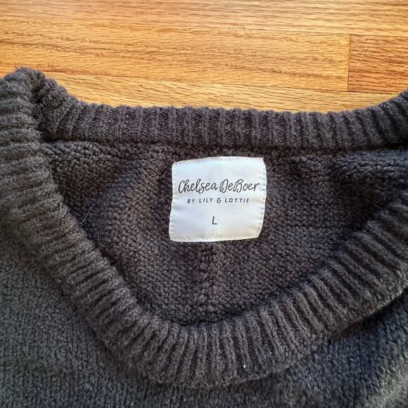 Chelsea Deboer By Lillie & Lottie x Womens oversized Black Sweater soft cozy L - Picture 4 of 5